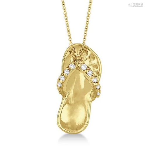 Flip Flop Shaped Diamond Pendant Necklace 14k Yello…