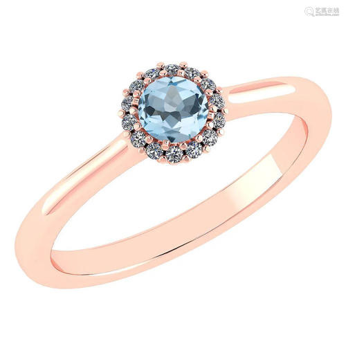 Certified 0.52 Ctw Aquamarine And Diamond 14k Rose …