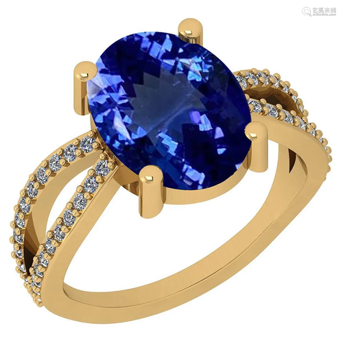 Certified 4.27 Ctw VS/SI1 Tanzanite and Diamond 14K Yel