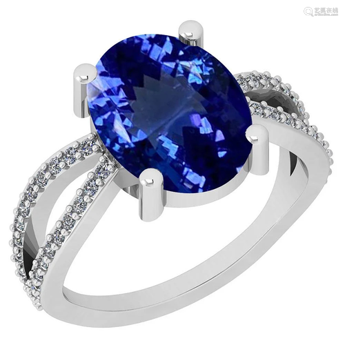 Certified 4.27 Ctw VS/SI1 Tanzanite and Diamond 14K …