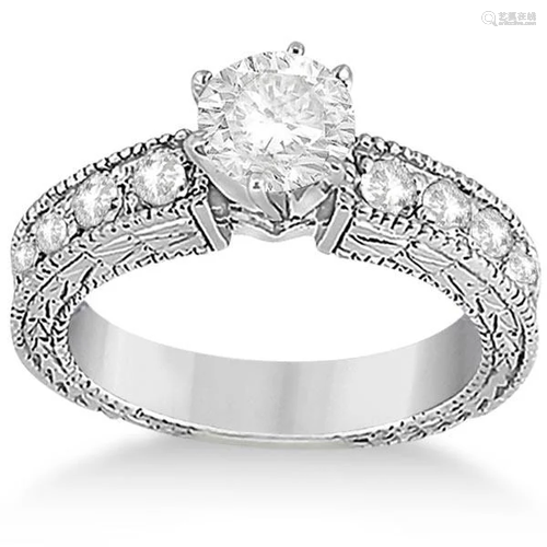 1.70ctw Antique style Style Diamond Engagement Ring Set