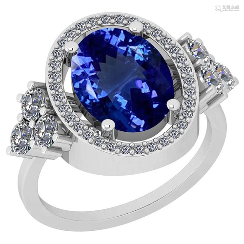 Certified 6.22 Ctw VS/SI1 Tanzanite and Diamond 14K …