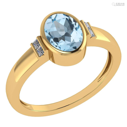 Certified 1.28 Ctw Aquamarine And Diamond 14k Yellow…