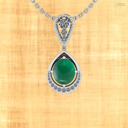 Certified 9.78 Ctw Emerald And Diamond I1/I2 14K White