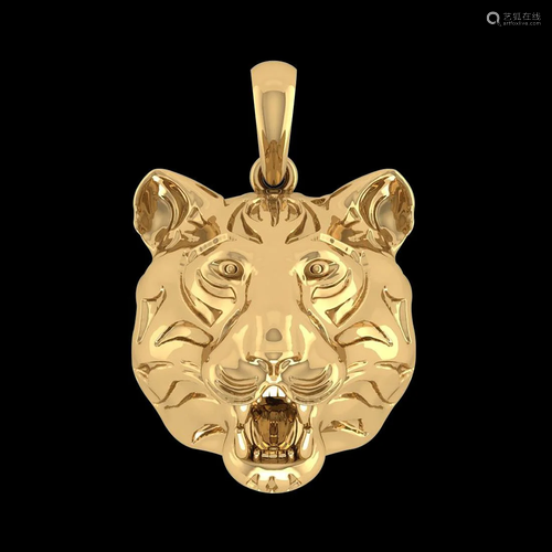 Tiger Pendant 14K Yellow Gold