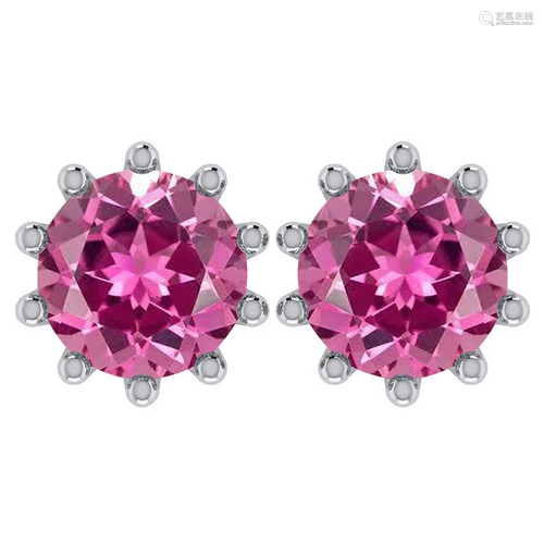 Certitifed 1.60 Ctw Genuine Pink Tourmaline 14K White G