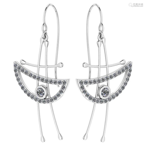 Certified 0.92 Ctw Diamond Eye Styles Wire Hook Earring