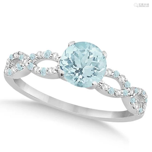 Diamond and Aquamarine Infinity Engagement Ring …