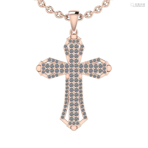 Certified 1.04 Ctw SI2/I1 Diamond 14K Rose Gold Cross