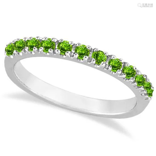 Peridot Stackable Band Anniversary Ring Guard 14k White