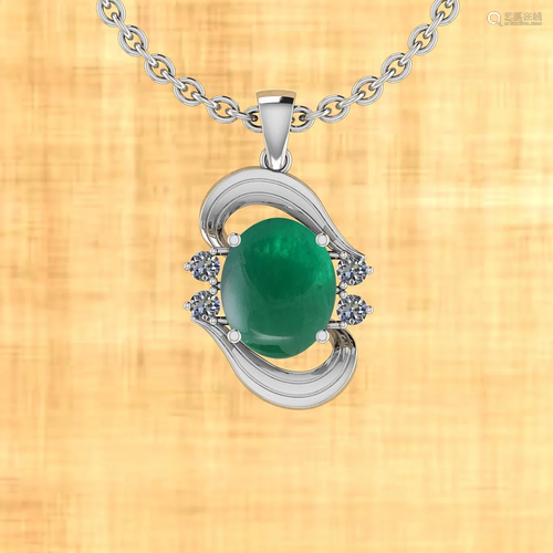 Certified 7.00 Ctw Emerald And Diamond I1/I2 14K White