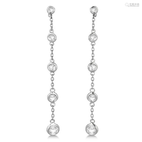 Bezel-Set Station Drop Earrings 14k White Gold 1.00ctw