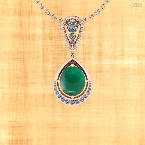 Certified 9.78 Ctw Emerald And Diamond I1/I2 14K Ros…