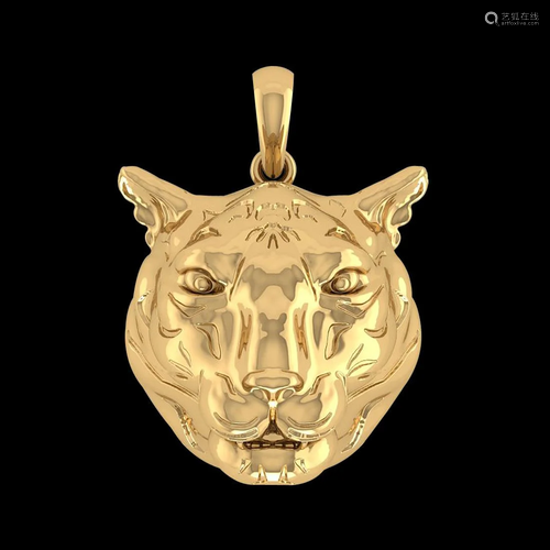 Tiger Pendant 14K Yellow Gold