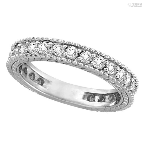 Diamond Eternity Milgrain Edged Ring Band 14k White Gol