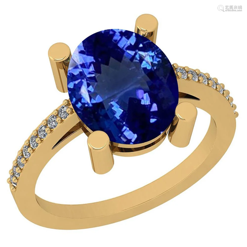 Certified 4.85 Ctw VS/SI1 Tanzanite and Diamond 14K Yel