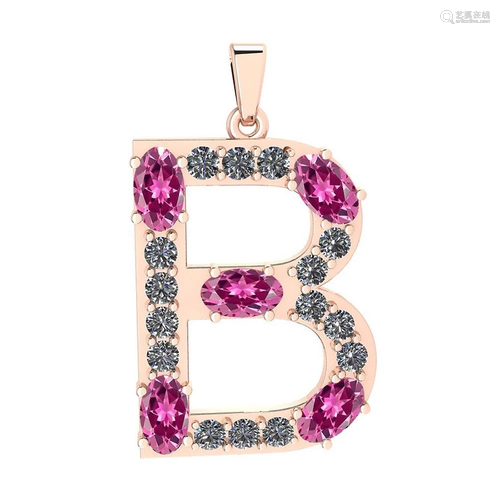 Certified 1.70 Ctw Pink Tourmaline And Diamond Alphabet