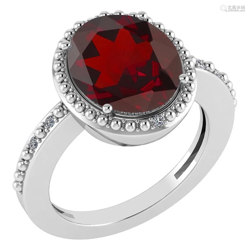 Certified 5.05 Ctw Garnet And Diamond VS/SI1 Halo Ring