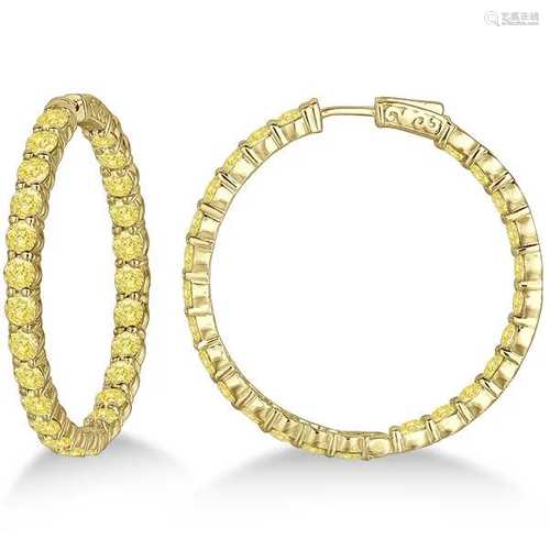 Fancy Yellow Canary Diamond Hoop Earrings 14k Yellow Go