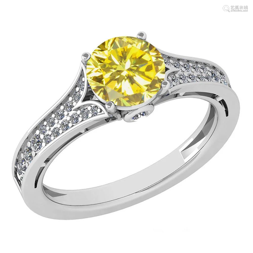 Certified 1.47 CtwTreated Fancy Yellow Diamond And Whit