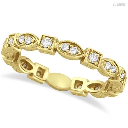 Antique style Style Diamond Eternity Ring Band in 14k Y