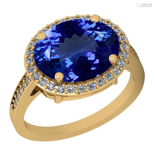 Certified 5.56 Ctw VS/SI1 Tanzanite and Diamond 14K Yel