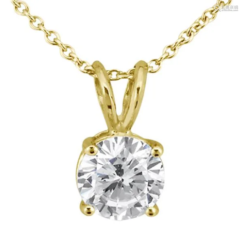 1.00ctw. Round Diamond Solitaire Pendant in 18k Yellow