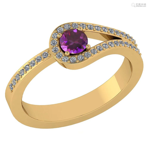 Certified 1.30Ctw Amethyst And Diamond 18k Yellow G…