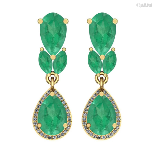 6.79 Ctw VS/SI1 Emerald And Diamond 14K Yellow Gold Dan