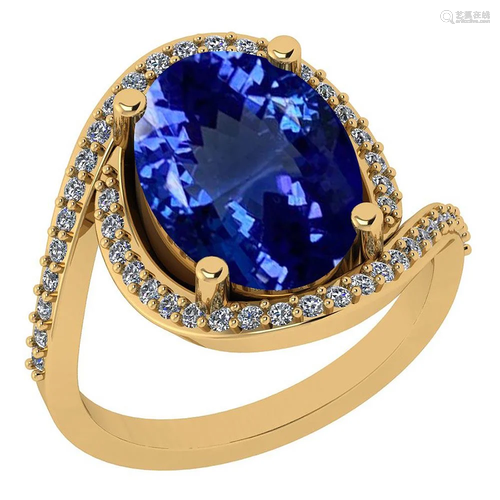 Certified 6.13 Ctw VS/SI1 Tanzanite and Diamond 14K Yel