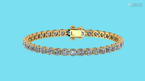 Certified 6.00 Ctw SI2/I1 Diamond Tennis Bracelet 14K Y