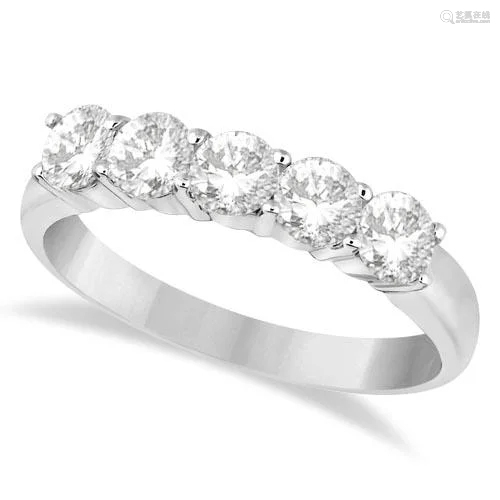 Five Stone Diamond Ring Anniversary Band 14k White Gold