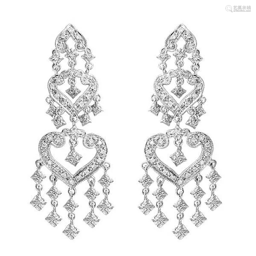 Diamond Chandelier Earrings in 14k White Gold 1.01ctw