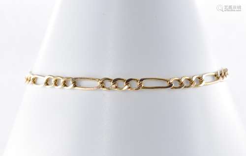 9CT GOLD FIGARO LINK BRACELET CHAIN