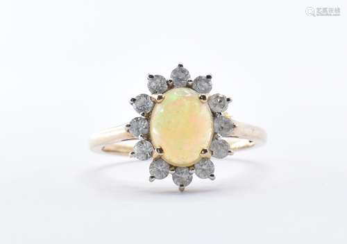 9CT GOLD AND OPAL CLUSTER RING