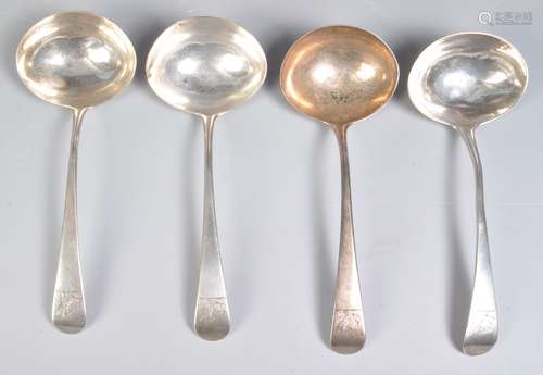 SIX GEORGE III SILVER SAUCE LADLES