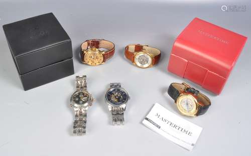 FIVE GENTLEMAN'S FASHION WRIST WATCHES