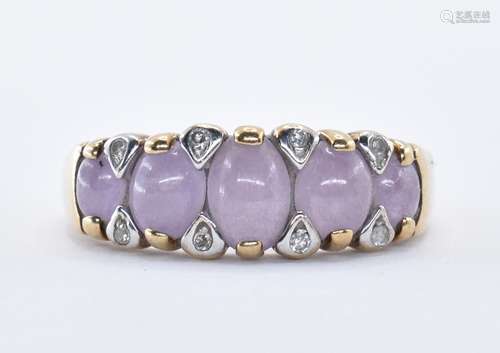 9CT GOLD AMETHYST AND DIAMOND RING