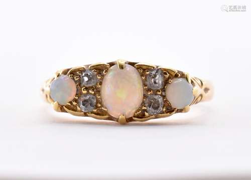 GOLD OPAL AND DIAMOND RING