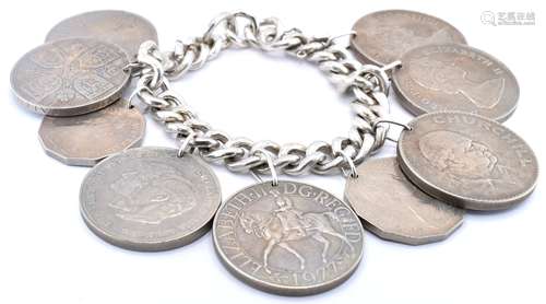 SILVER COMMEORATIVE CROWN COIN BRACELET