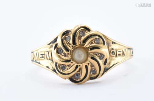 VICTORIAN 18CT GOLD MOURNING RING