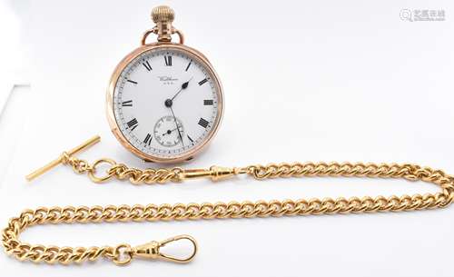 VINTAGE 9CT GOLD WALTHAM USA POCKET WATCH