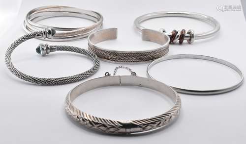 GROUP OF SILVER BANGLE BRACELETS