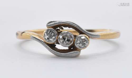 18CT GOLD AND DIAMOND THREE STONE RING