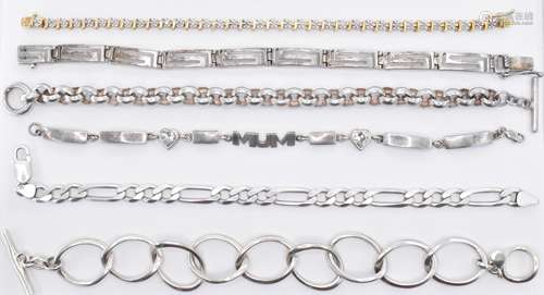 GROUP OF MIXED SILVER BRACELETS