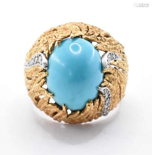 1960'S ANDREW GRIMA GOLD DIAMOND & TURQUOISE RING