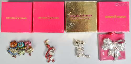 FOUR BUTLER & WILSON CRYSTAL SET BROOCHES