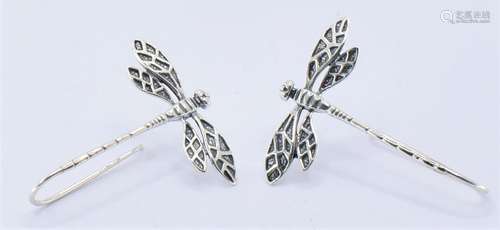 PAIR OF 925 SILVER DRAGONFLY EARRINGS