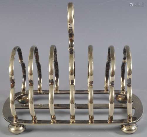 20TH CENTURY SILVER PLATE WALKER AND HALL TOAST RACK