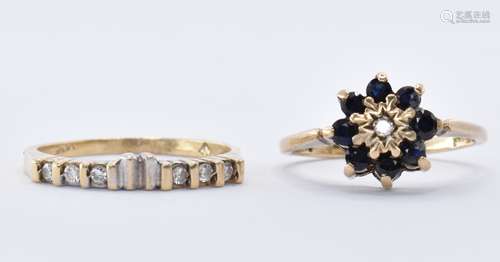 TWO GOLD DIAMOND SET RINGS